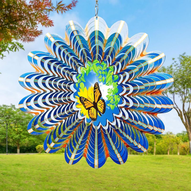 Eiryhope Animated Butterfly Wind Spinner | Stainless Steel Kinetic Wind Spinners 3D Hanging Sculpture, Outdoor Garden Decoration, Gift for Women/Mom/Wife/Grandma &Holiday - Image 1